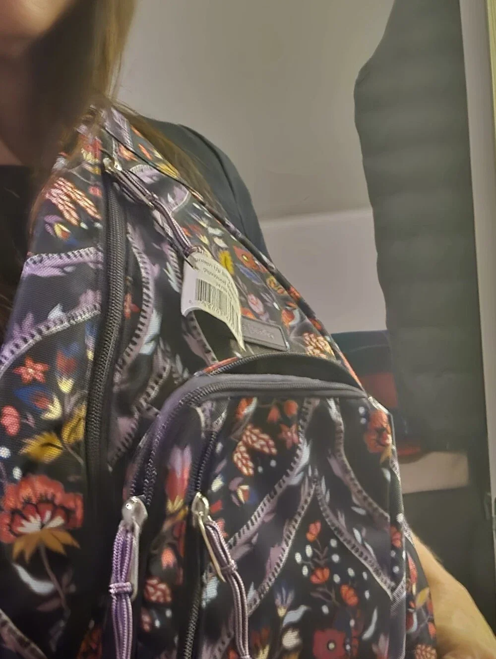 Vera Bradley Navy Floral Sling Backpack with Multicolor Flowers
